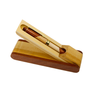 Two-Tone Walnut & Maple Engraved Pen Set - Ballpoint Pen in Personalized Wooden Box - Things Engraved