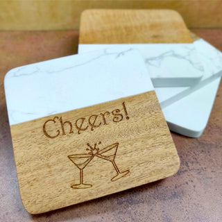 Marble Coaster with Custom Engraving Set of 4 - Things Engraved