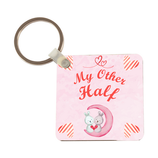 My Other Half Square Keychain - Things Engraved