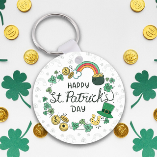 Round MDF Keychain with Saint Partick Day Message - Things Engraved