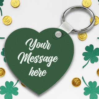 Happy St Patrick's Day Heart Keychain with Print - Things Engraved