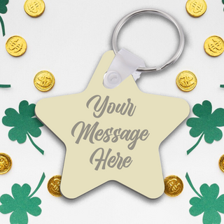 MDF Star Happy St Paddy's Day Keychain with print - Things Engraved