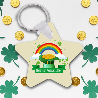 MDF Star Happy St Paddy's Day Keychain with print - Things Engraved