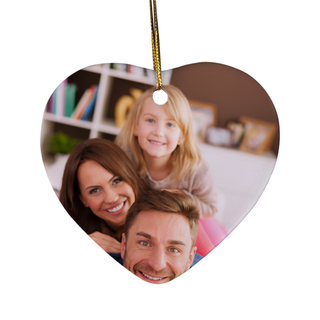 Personalized  Christmas Heart Shaped Ornament - Double Sided - Things Engraved