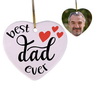 Custom Best Dad Ever Heart Shaped Ceramic Ornament - Things Engraved