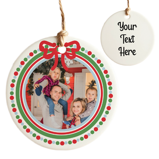 Christmas Wreath Custom Photo Ceramic Round Ornament - Things Engraved