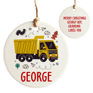 Toy Truck Custom Ceramic Round Ornament - Things Engraved