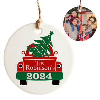 Family Name Custom Round Ceramic Ornament - Things Engraved