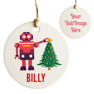 Toy Robot Ceramic Round Ornament - Things Engraved
