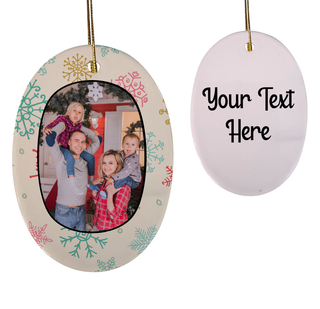 Christmas Wallpaper Frame Oval Shaped Ceramic Ornament - Things Engraved
