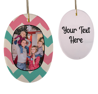 Christmas Wallpaper Frame Oval Shaped Ceramic Ornament - Things Engraved