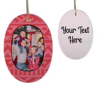 Christmas Wallpaper Frame Oval Shaped Ceramic Ornament - Things Engraved
