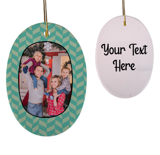 Christmas Wallpaper Frame Oval Shaped Ceramic Ornament - Things Engraved