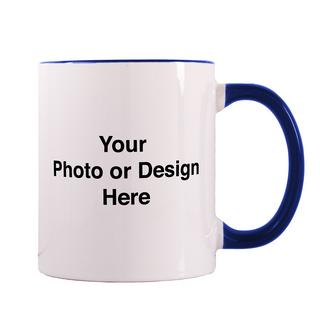 Custom 11oz Photo Mug - Cobalt Handle - Things Engraved