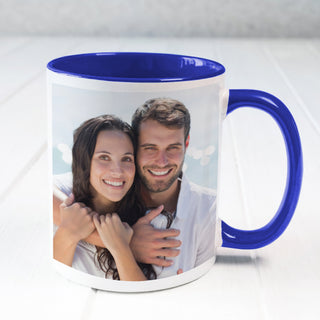 Custom 11oz Photo Mug - Cobalt Handle - Things Engraved