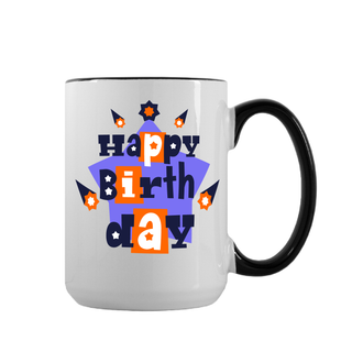 Happy Birthday Star Ceramic Mug 15 oz - Things Engraved