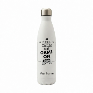 Keep Calm and Game On Vacuum Water Bottle 25 oz - Things Engraved