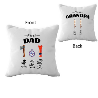 First Dad, Now Grandpa Pillow 18 x 18 - Things Engraved