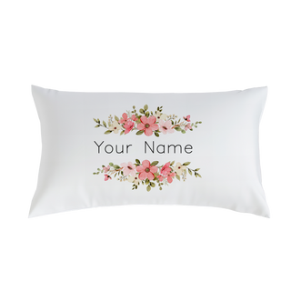 Floral Name Custom Pillow Case 12" x 22" - Things Engraved