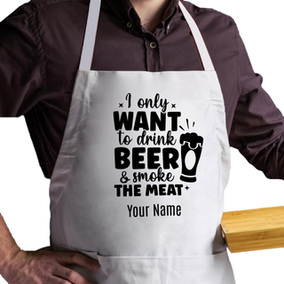 Drink Beer & Smoke Meat Adult Size Apron - Things Engraved