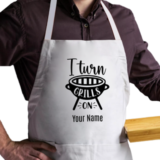 I Turn Grills On Adult Size Apron - Things Engraved