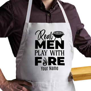 Real Men Play with Fire Adult Size Apron - Things Engraved