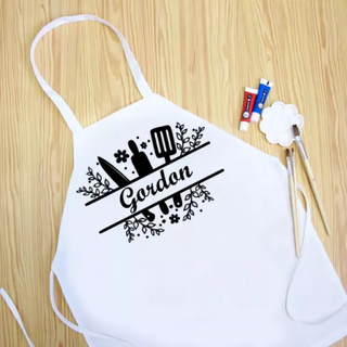 Fancy Chef Youth Apron WHITE - Things Engraved