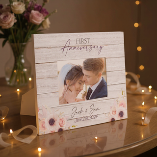 Custom Wood Wedding Anniversary Frame - Things Engraved