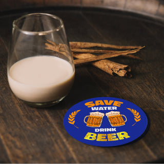 Save Water Drink Beer Round Coaster - Things Engraved
