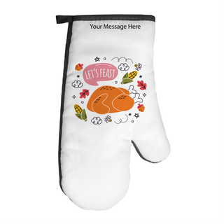 Let's Feast Thanksgiving Oven Mitt - Things Engraved
