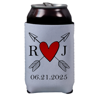 Personalized Crossed Heart Beer Cozy - Things Engraved