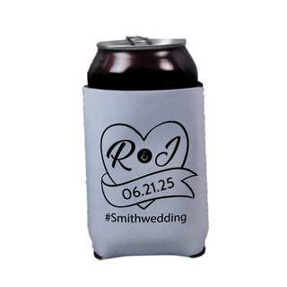 Wedding Monogram Heart Personalized Beer Cozy - Things Engraved
