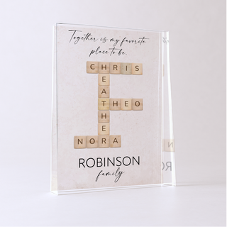 Personalized Family Word Puzzle Glass Award | Custom Engraved Award | Upload Names, Logo, or Message