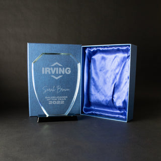 Valiant Shield Glass Award - Large - Things Engraved