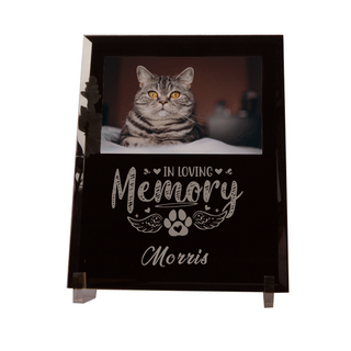 Pet In Loving Memory Custom Engraved Black Glass Frame - Things Engraved