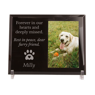 Pet Forever in our Hearts Custom Engraved Black Glass Frame - Things Engraved