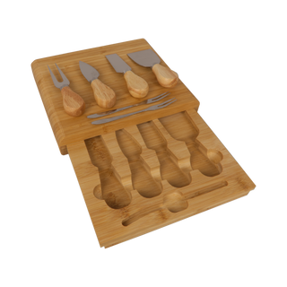 Bamboo Cheese Board Set With Serving Knives - Things Engraved