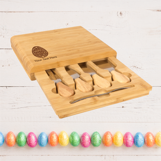 Happy Easter Bamboo Cheese Board Set - Things Engraved