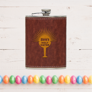 Holy Water Leather Flask 8 oz - Things Engraved