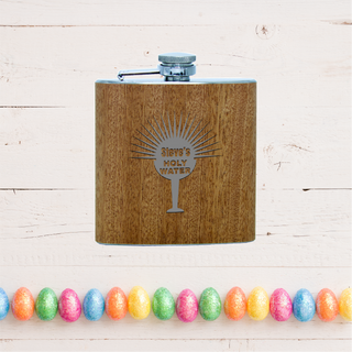 Holy Water Wood Flask 6 oz - Things Engraved