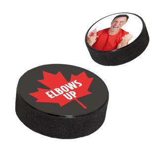 Elbows Up Hockey Puck - Things Engraved