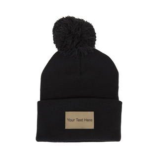Black Winter Toque with Black PomPom - Things Engraved