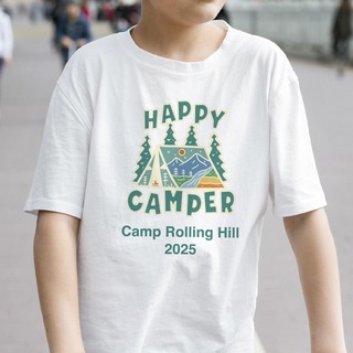 Happy Camper Kids T Shirt WHT - Things Engraved