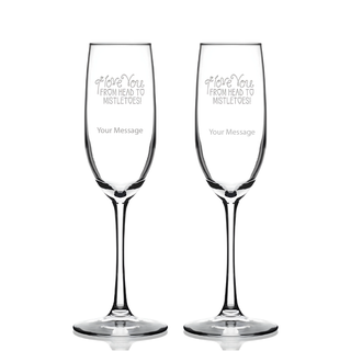 From Head to Mistletoes Christmas Champagne Flutes - Set of 2 - Things Engraved