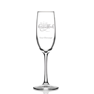 Hanukkah Champagne Flute Glass - 8oz - Things Engraved