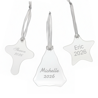 Personalized Glass Christmas Ornaments 3-Pack | Custom Engraved Holiday Tree Decorations | Cross, Star & Tree Things Engraved