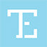Letter E icon on light blue background