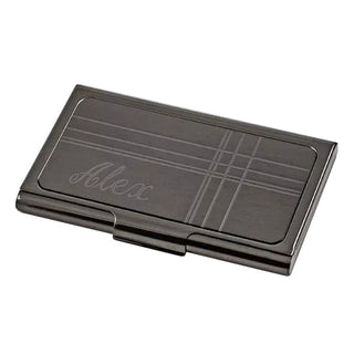 Custom Engraved Stainless Steel Gun Metal Grey Card Case - Things Engraved