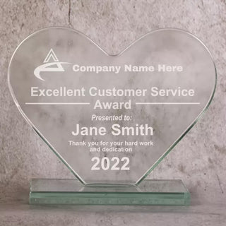 Glass Heart Shaped Award - Things Engraved
