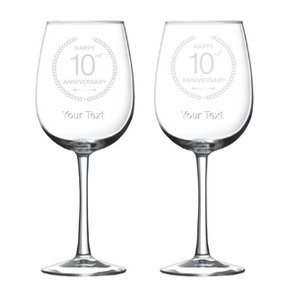 10th Anniversary Wine Glasses 16 oz | Set of 2 - Things Engraved